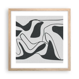 Pôster com moldura de carvalho claro - Labirinto abstrato divertido - 40x40 cm