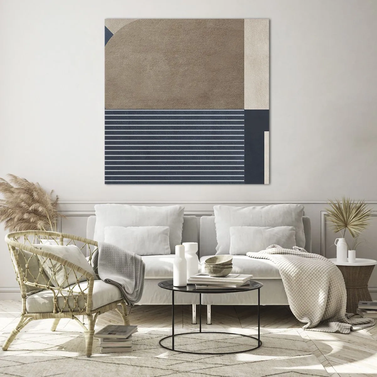 Quadro em vidro - Uma composição de simplicidade e redondeza - 60x60 cm