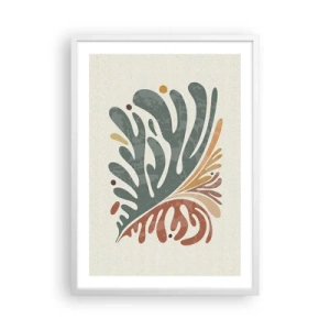 Pôster em moldura branca - Folha multicolorida - 50x70 cm