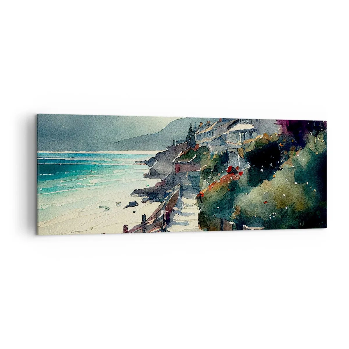 Quadro em tela - Cidade mediterrânea - 140x50 cm