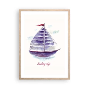 Pôster com moldura de carvalho claro - Cheio de velas e águas calmas - 50x70 cm