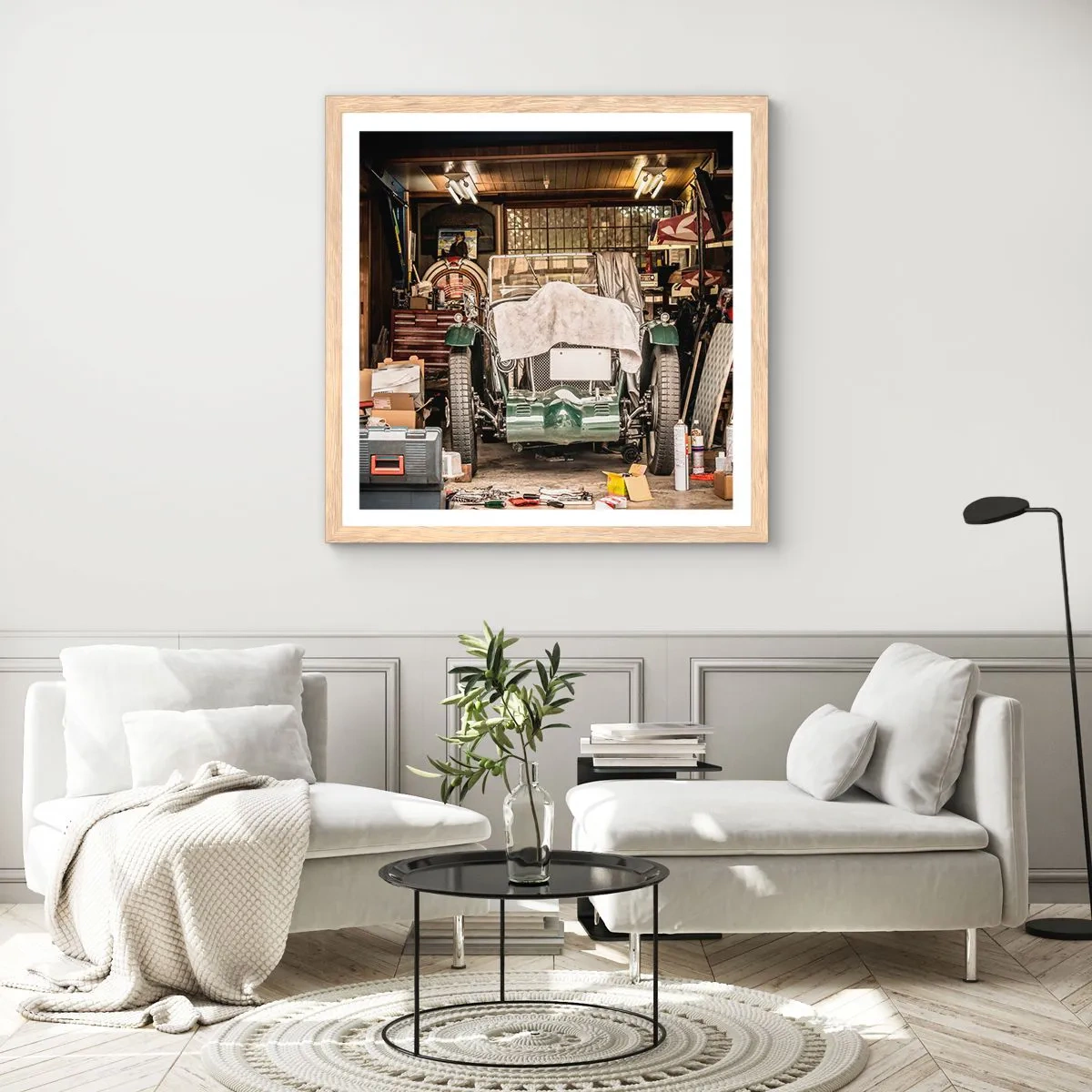 Pôster com moldura de carvalho claro - De volta ao passado - 30x30 cm