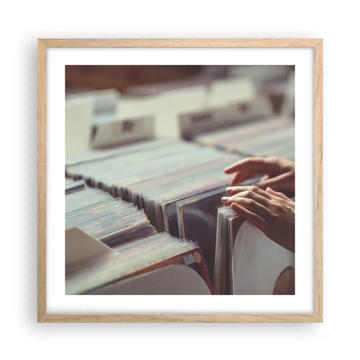 Pôster com moldura de carvalho claro - Em busca de emoções - 50x50 cm