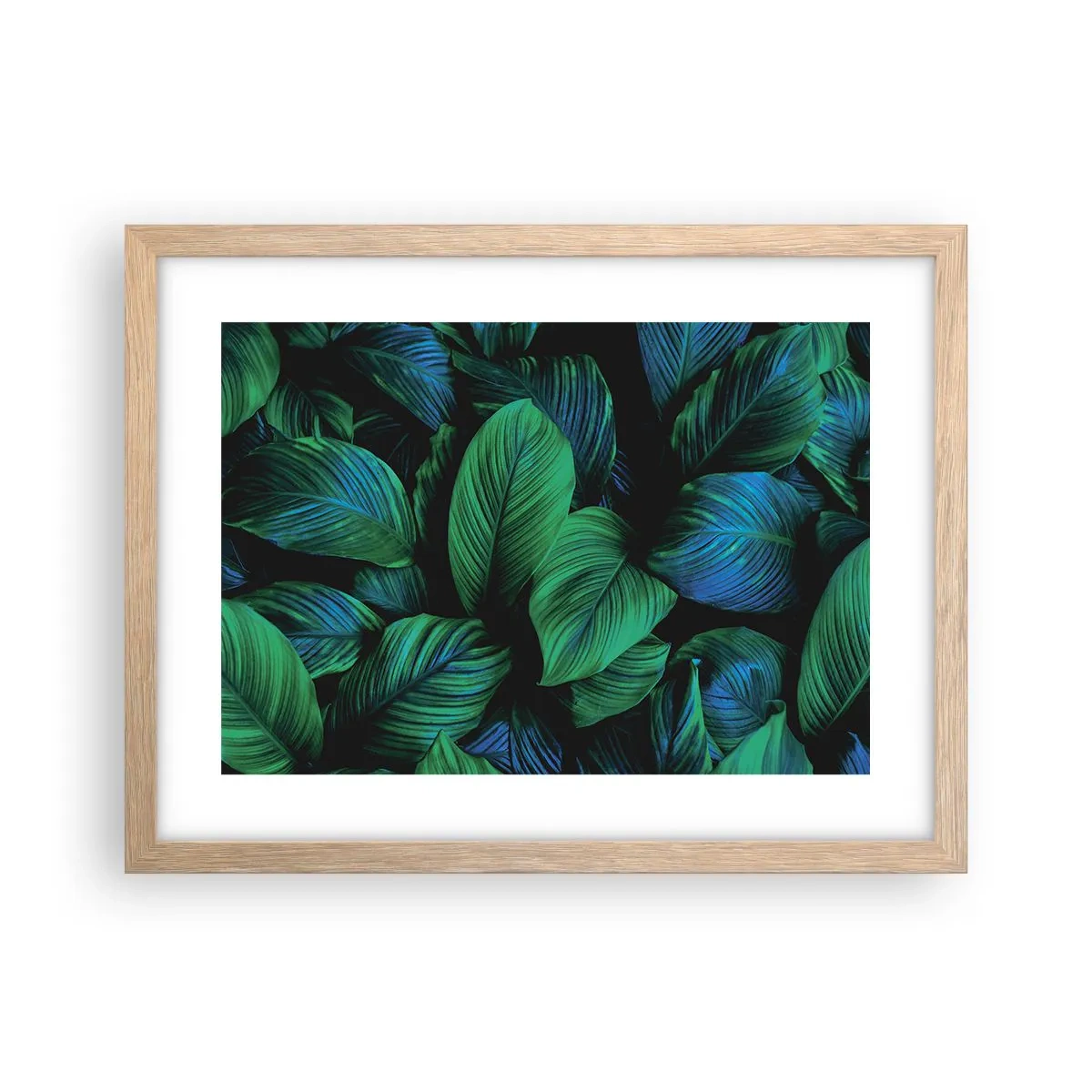 Pôster com moldura de carvalho claro - Na multidão verde - 40x30 cm