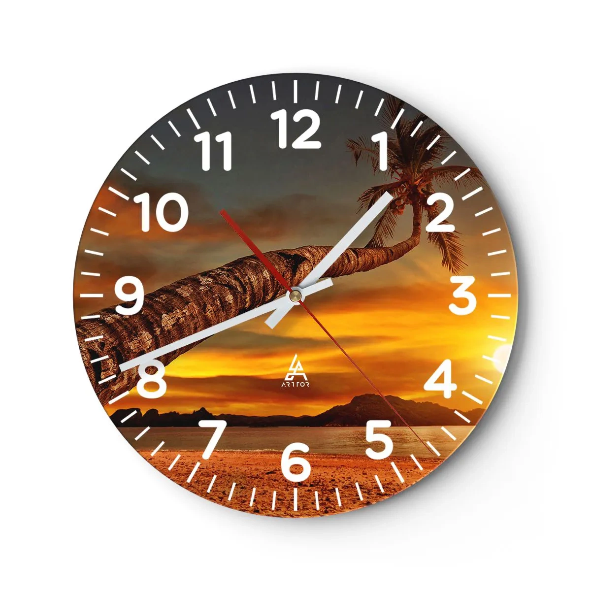 Relógio de parede - Relógio em vidro - Férias exóticas, aventura caribenha - 40x40 cm