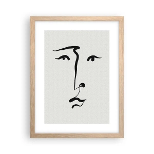 Pôster com moldura de carvalho claro - Retrato com uma linha - 30x40 cm