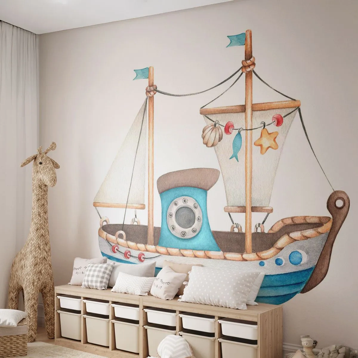 Papel de Parede Premium Sand - Vamos a isso! - Enviar, Infantil, Náutico - 100x70 cm