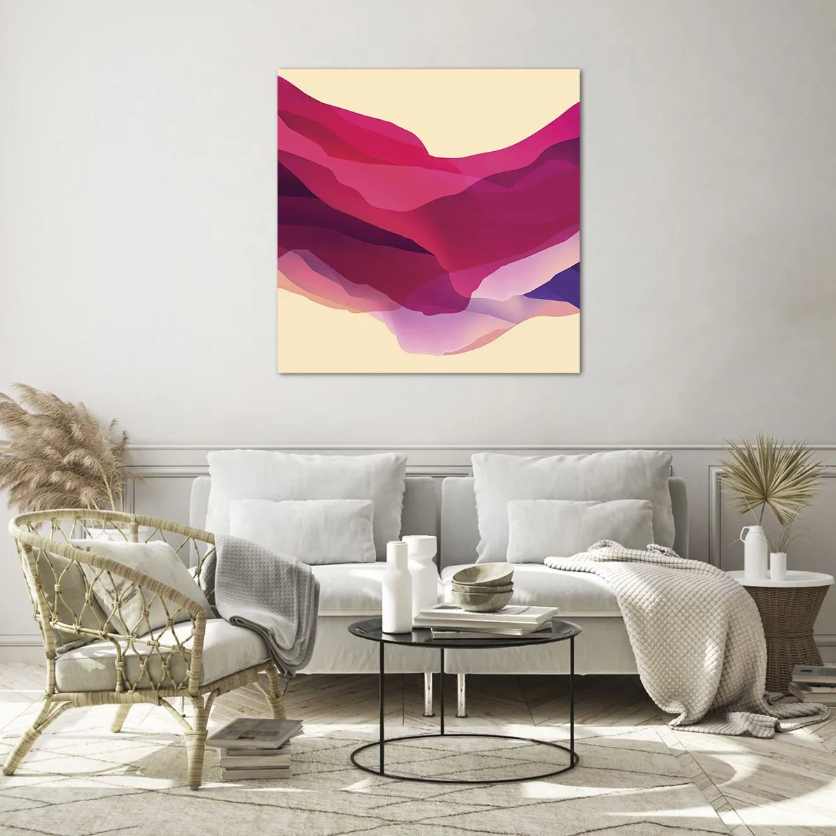 Quadro em vidro - Ondas de roxo - 50x50 cm