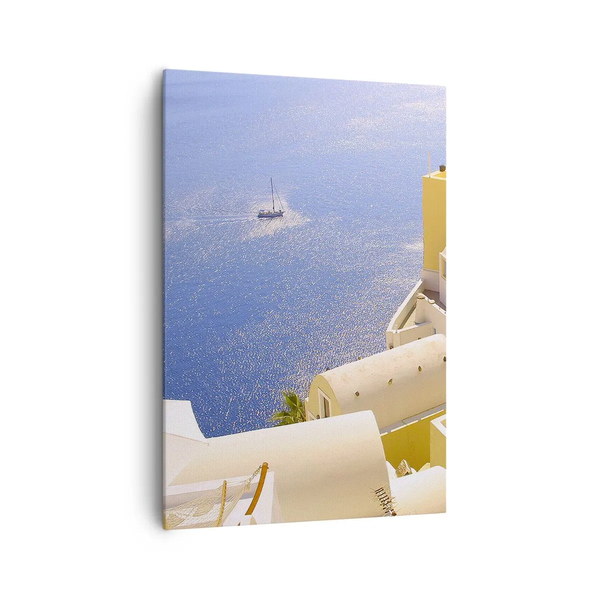 Quadro em tela - Paisagem grega em branco e azul - 70x100 cm