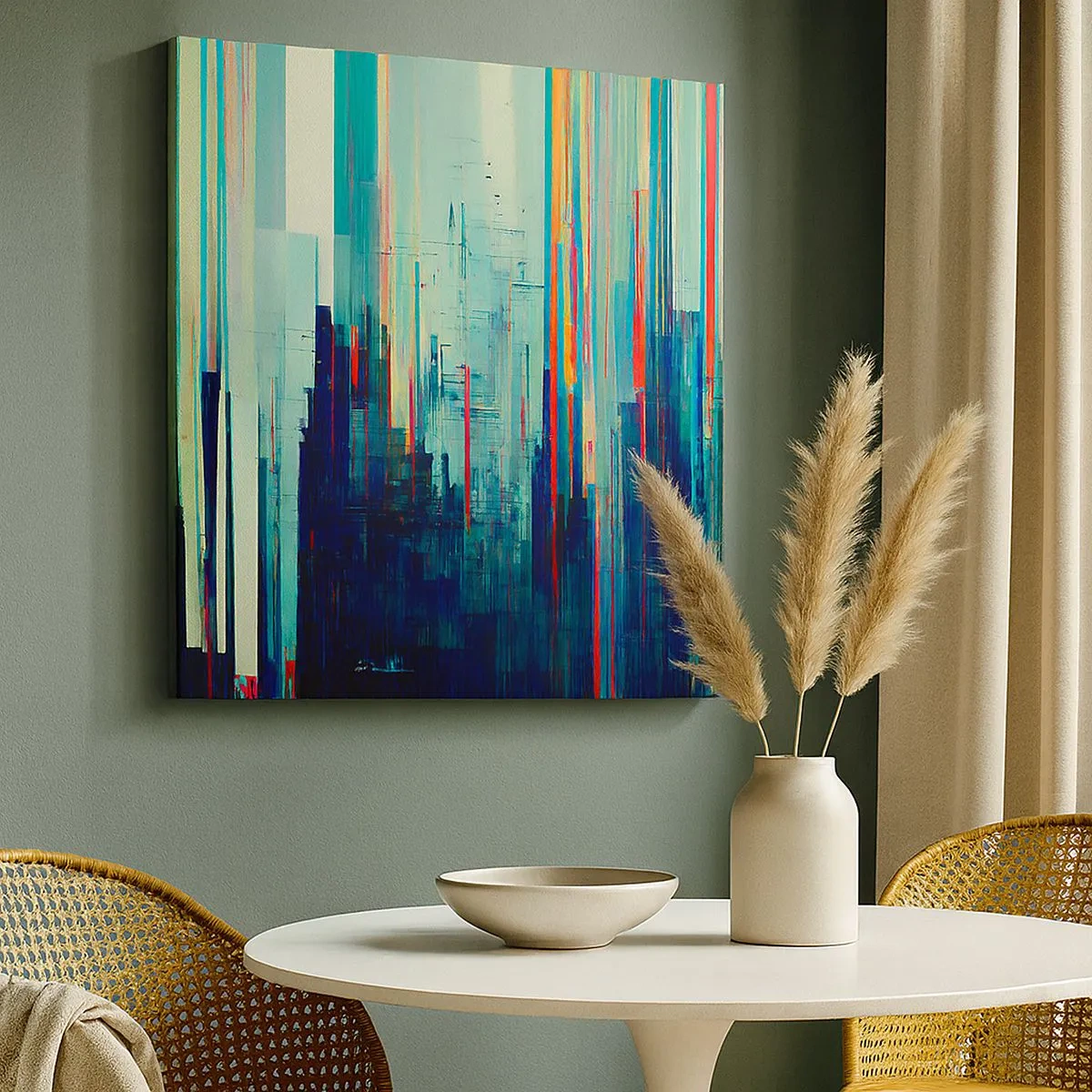 Quadro em tela - Cidade futurista - 30x30 cm