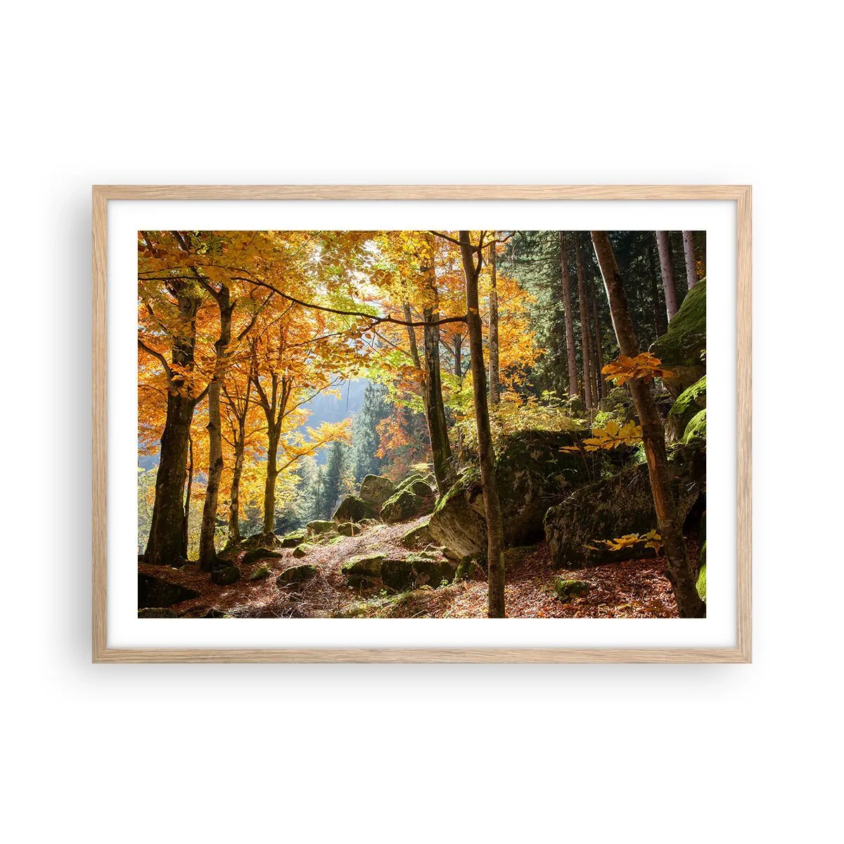 Pôster com moldura de carvalho claro - Tempo para descansar - 70x50 cm