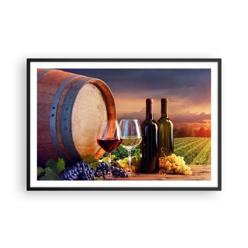 Pôster com moldura preta - Aqui a vida tem um sabor - 91x61 cm