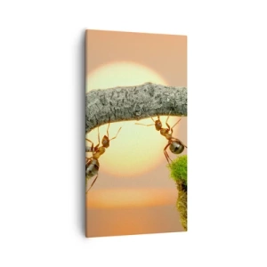 Quadro em tela - Trabalho alegre e colaborativo - 55x100 cm