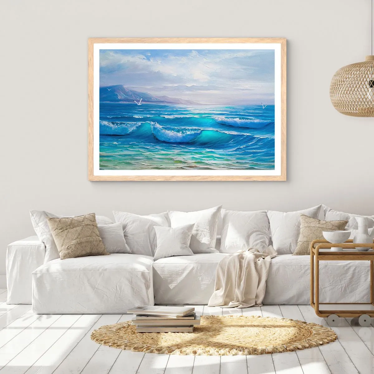 Pôster com moldura de carvalho claro - Conforta e consola - 91x61 cm