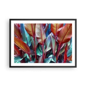 Pôster com moldura preta - Um matagal colorido - 70x50 cm