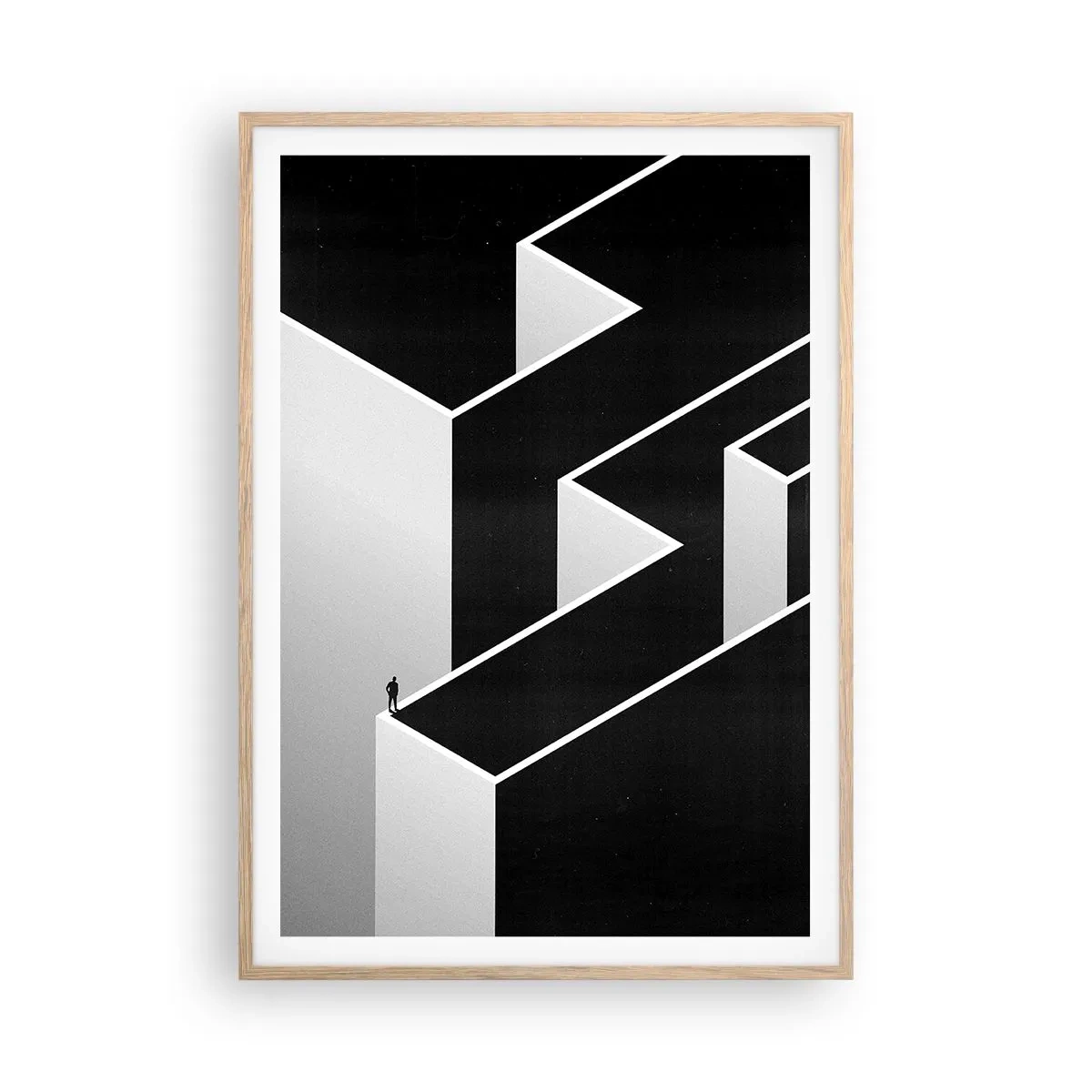 Pôster com moldura de carvalho claro - Solidão no topo - 70x100 cm