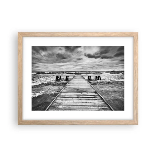 Pôster com moldura de carvalho claro - Estou à espera do vento, que vai dispersar... - 40x30 cm