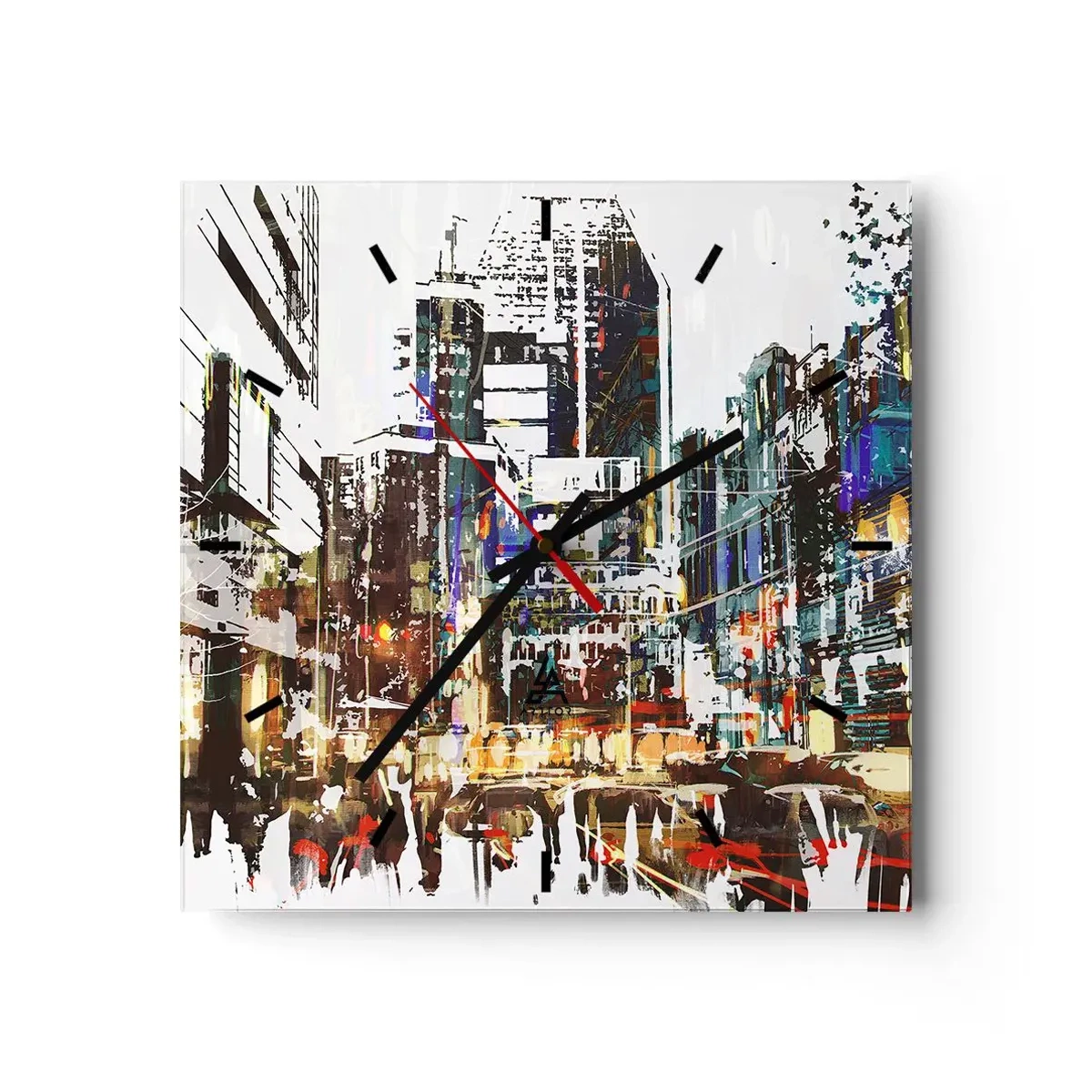 Relógio de parede - Relógio em vidro - Cidade cintilante - 30x30 cm