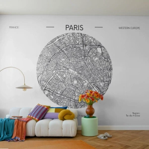 Papel de Parede Premium Sand - Anatomia de Paris - Mapa, Paris, França - 250x175 cm