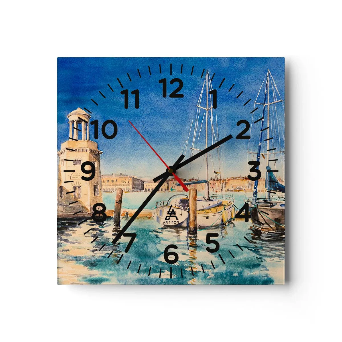 Relógio de parede - Relógio em vidro - Lagoa ensolarada - 40x40 cm