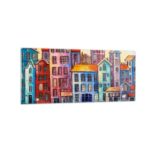 Quadro em vidro - Uma cidade como de um conto de fadas - 120x50 cm
