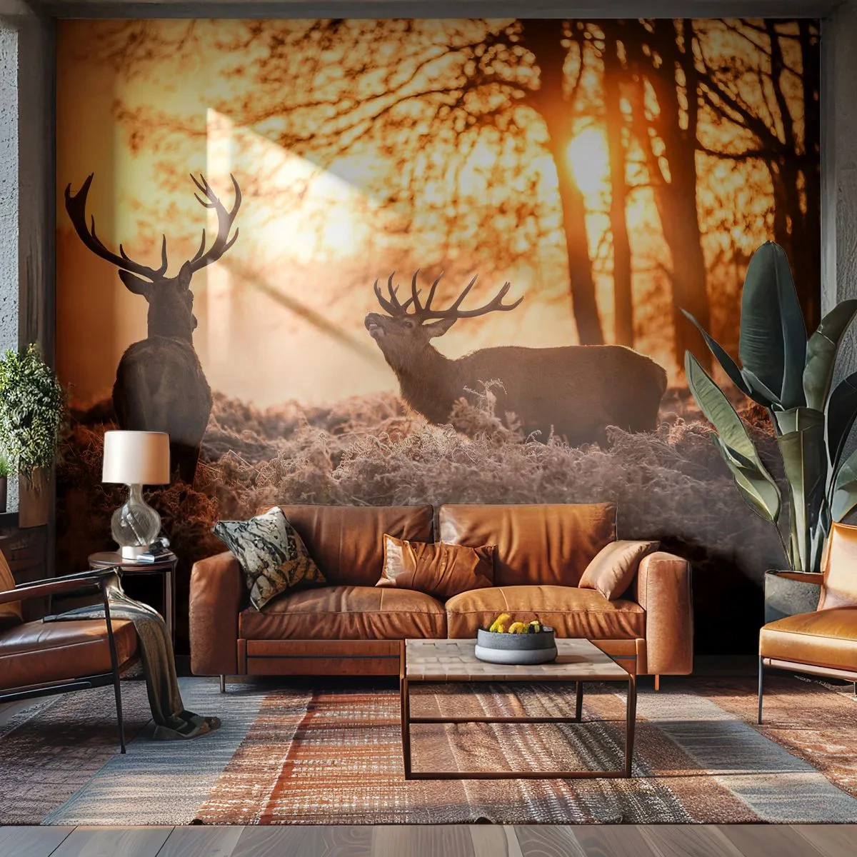 Papel de Parede Premium Sand - O sonho do caçador - Paisagem, Cervo, Caçando - 100x70 cm