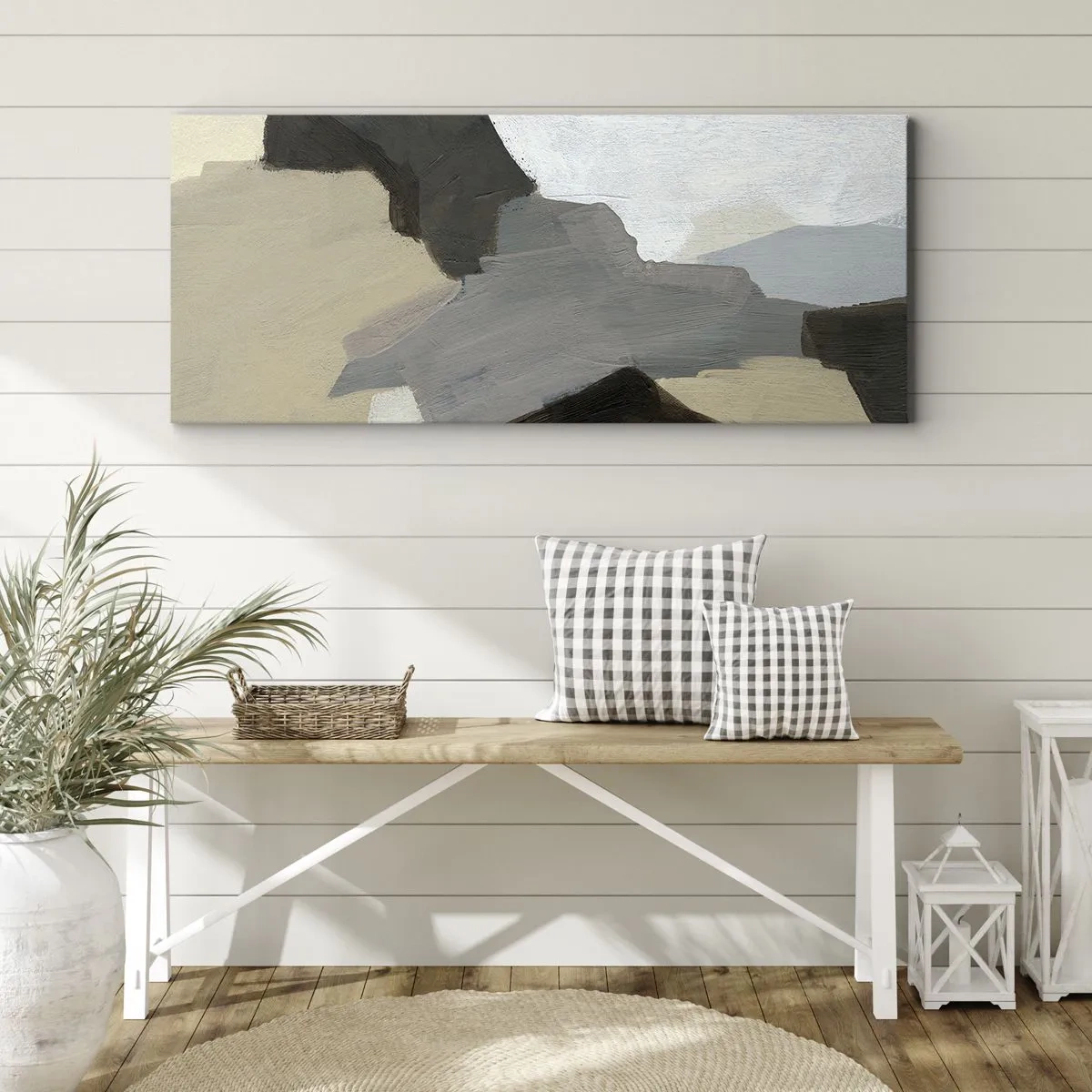Quadro em tela - Abstração: a encruzilhada do cinza - 100x40 cm