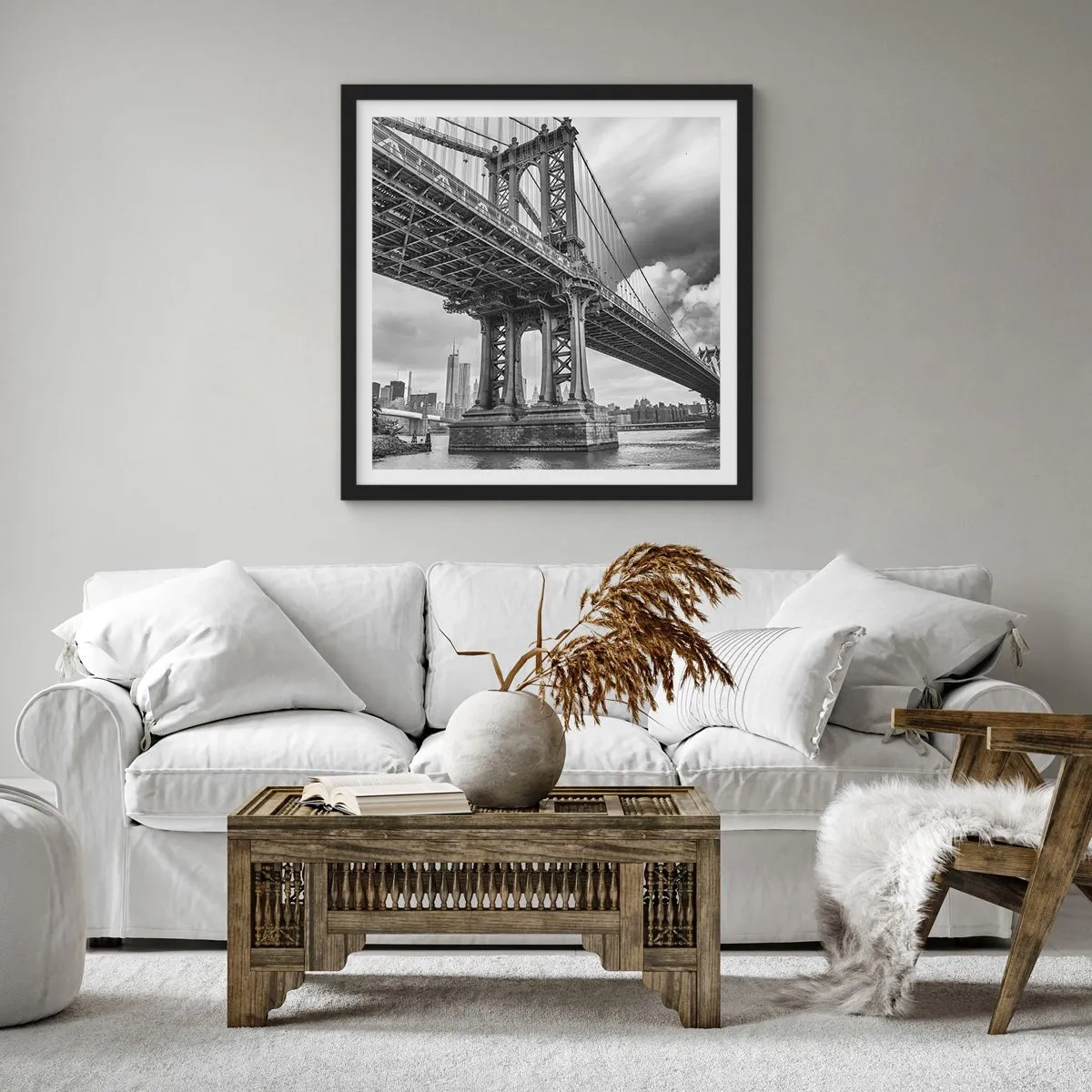 Pôster com moldura preta - Ao coração da cidade - 40x40 cm