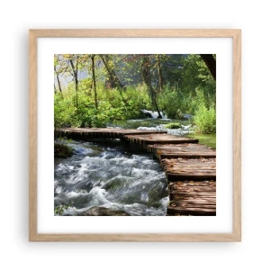 Pôster com moldura de carvalho claro - Sobre a cascata espumosa - 40x40 cm