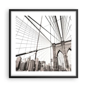 Pôster com moldura preta - Catedral de Nova York - 50x50 cm