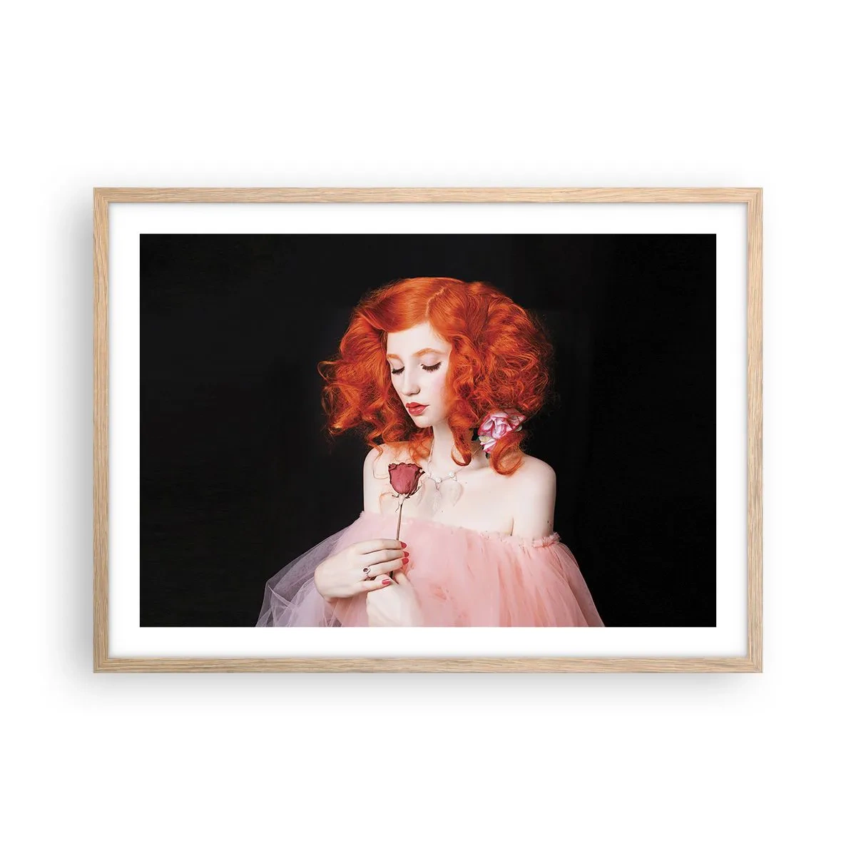 Pôster com moldura de carvalho claro - Em estilo barroco - 70x50 cm