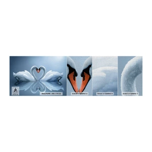 Amostra de papel de parede Premium Canvas - Hora do amor - Cisnes, Amor, Coração - 100x30 cm