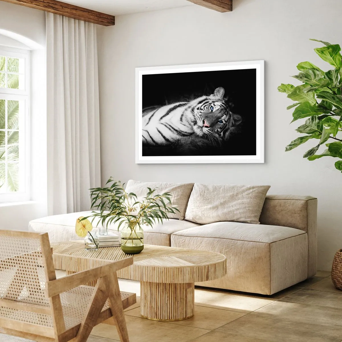 Pôster em moldura branca - Selvagem e tranquilo - 91x61 cm