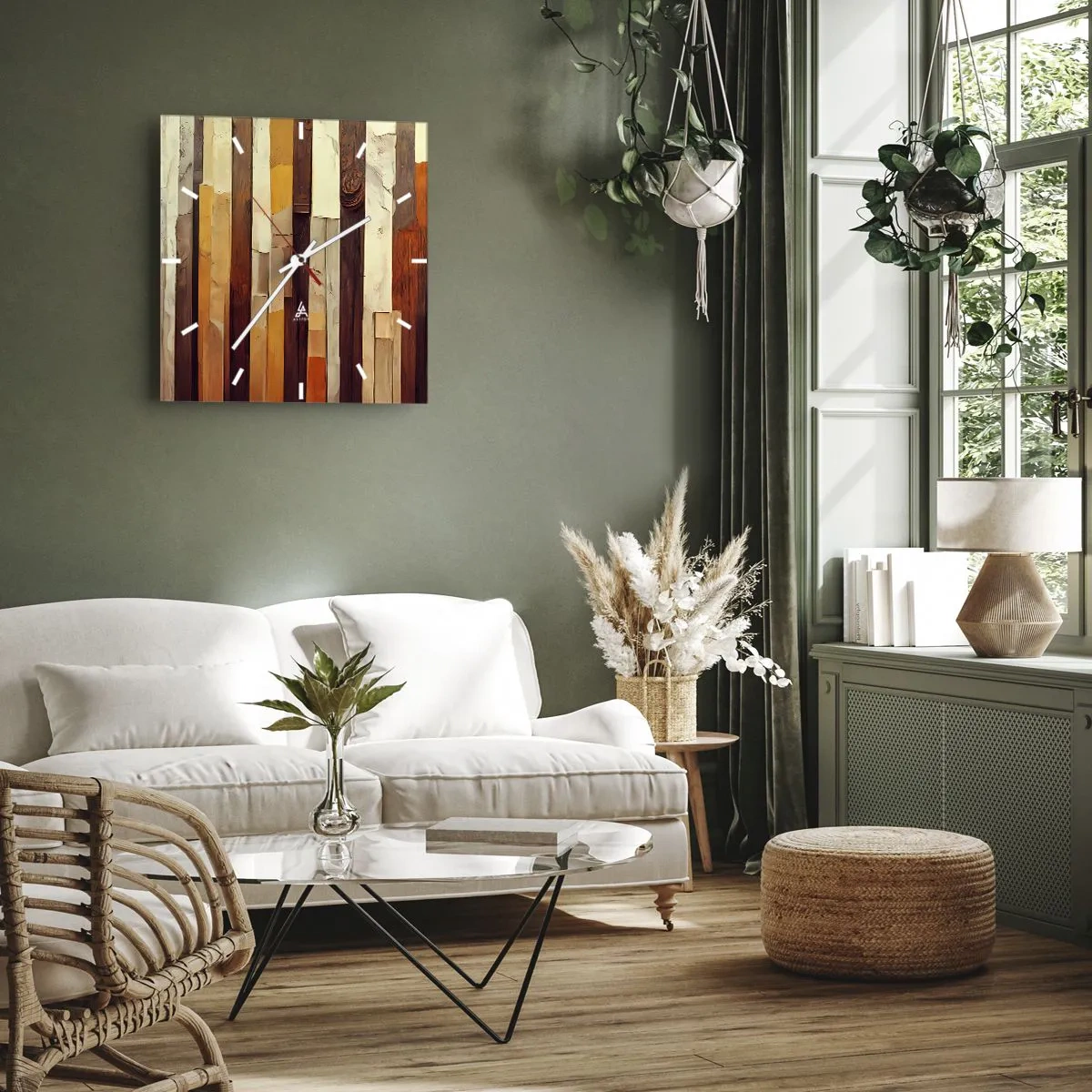 Relógio de parede - Relógio em vidro - Hino das árvores da floresta - 40x40 cm