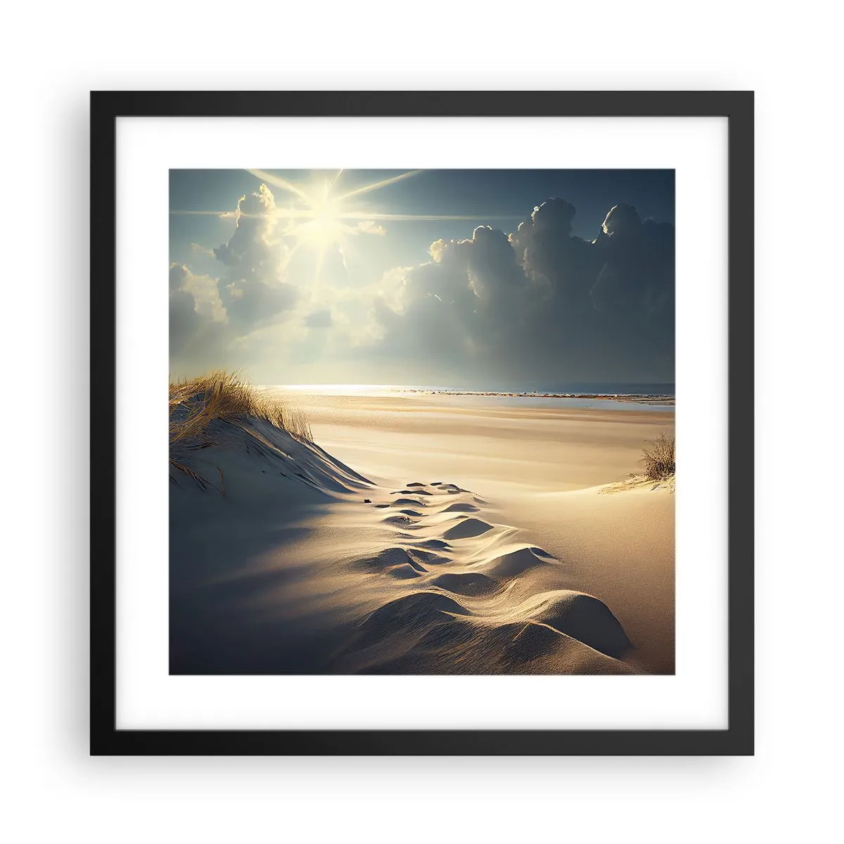 Pôster com moldura preta - Uma paisagem relaxante - 40x40 cm