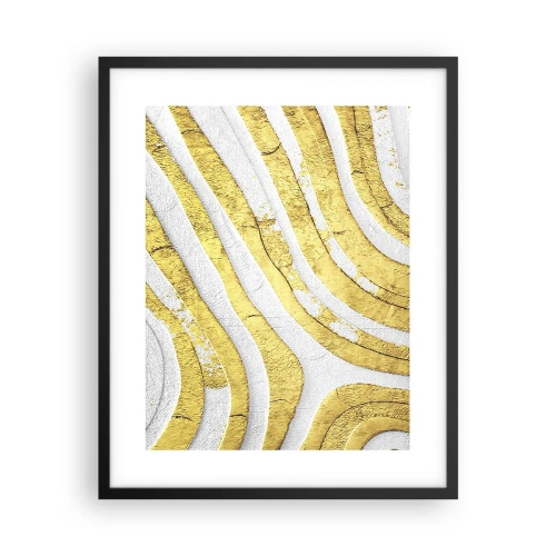 Pôster com moldura preta - Composição a branco e ouro - 40x50 cm