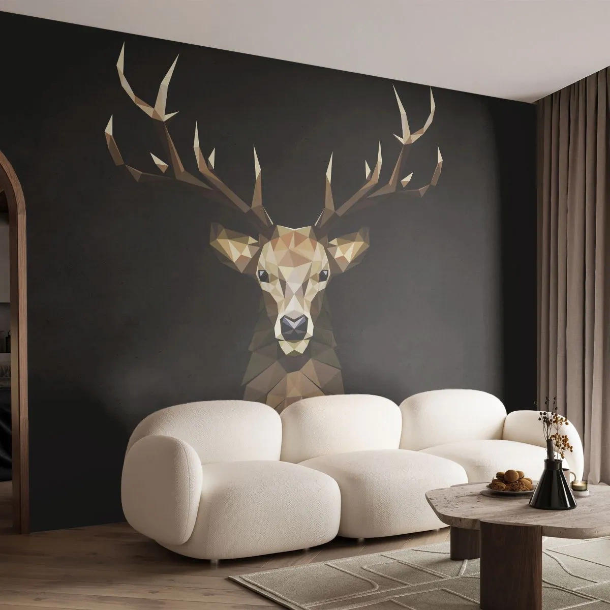 Papel de Parede Premium Sand - Veado cubista - Animais, Cervo, Gráficos - 250x175 cm