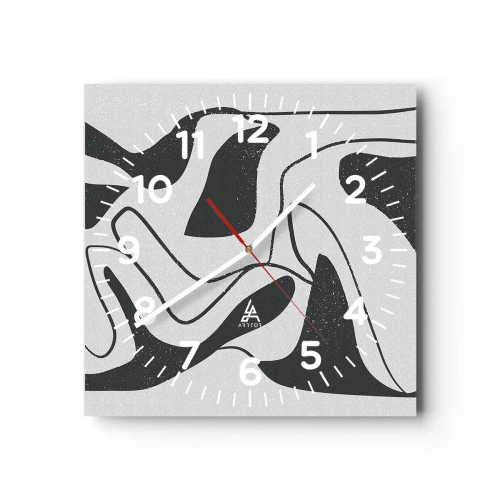 Relógio de parede - Relógio em vidro - Labirinto abstrato divertido - 30x30 cm