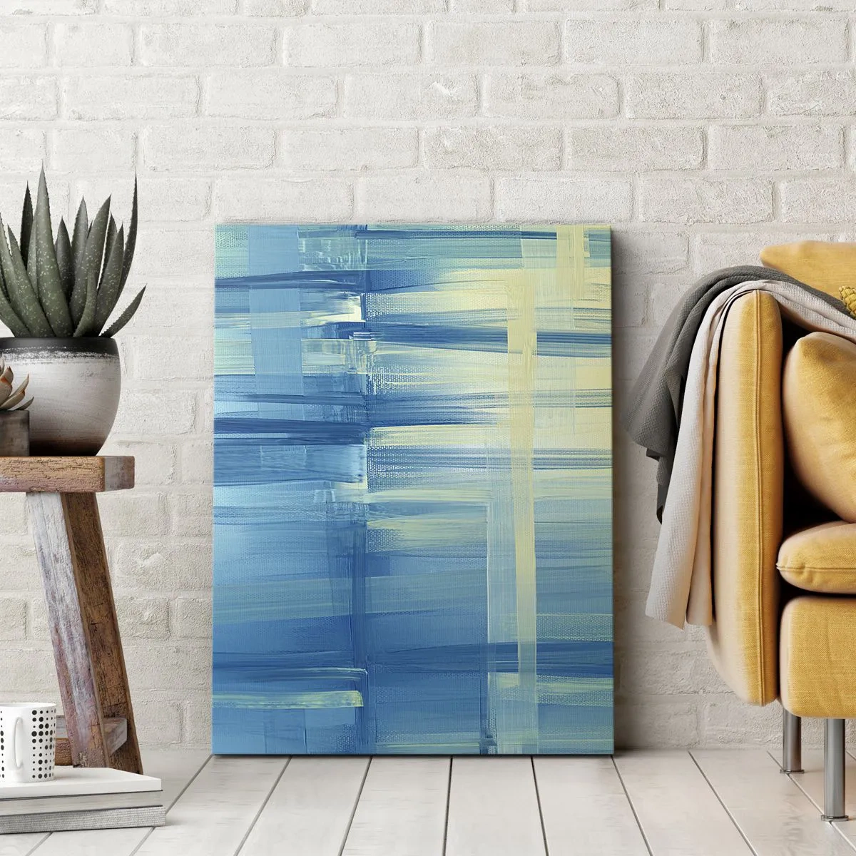 Quadro em tela - Composição em turquesa - 50x70 cm