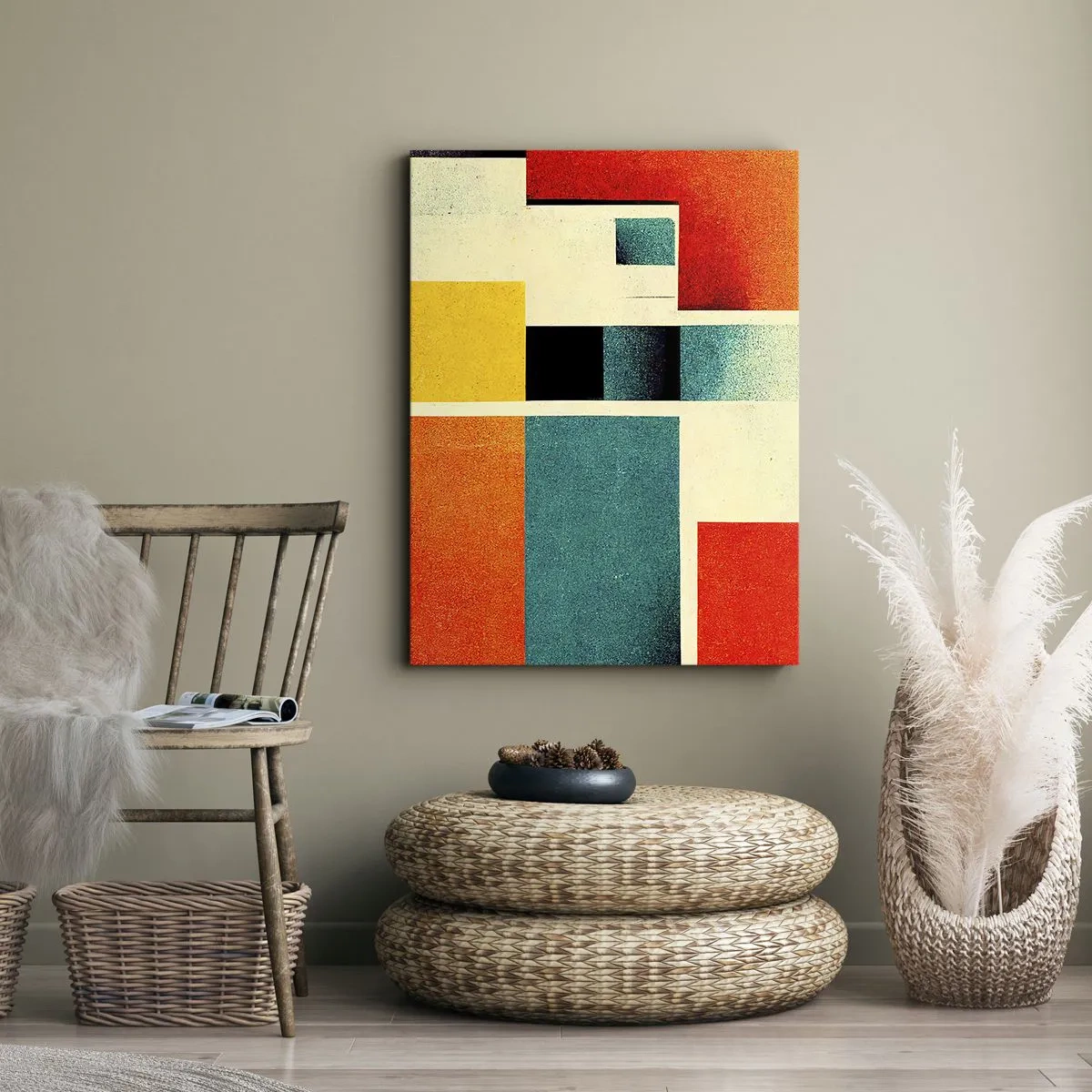 Quadro em tela - Abstração geométrica – boa energia - 50x70 cm