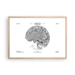 Pôster com moldura de carvalho claro - Anatomia de Oslo - 70x50 cm