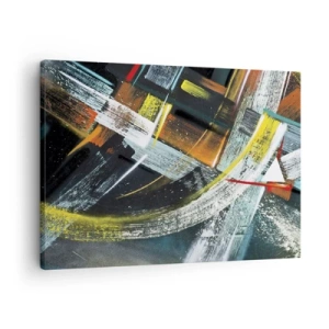 Quadro em tela - Pinceladas abstratas coloridas - 70x50cm - Energia de movimento - Decoração de parede moderna para a sala de estar e quarto ARTTOR