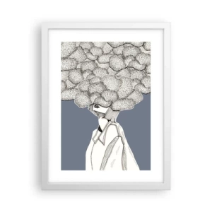 Pôster em moldura branca - Com a cabeça nas nuvens - 30x40 cm