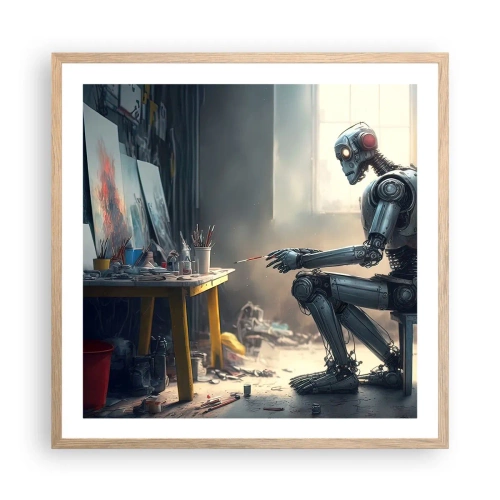 Pôster com moldura de carvalho claro - O ato de criação - 60x60 cm