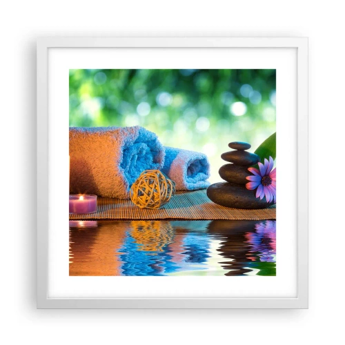 Pôster em moldura branca - Tempo para o corpo - 40x40 cm