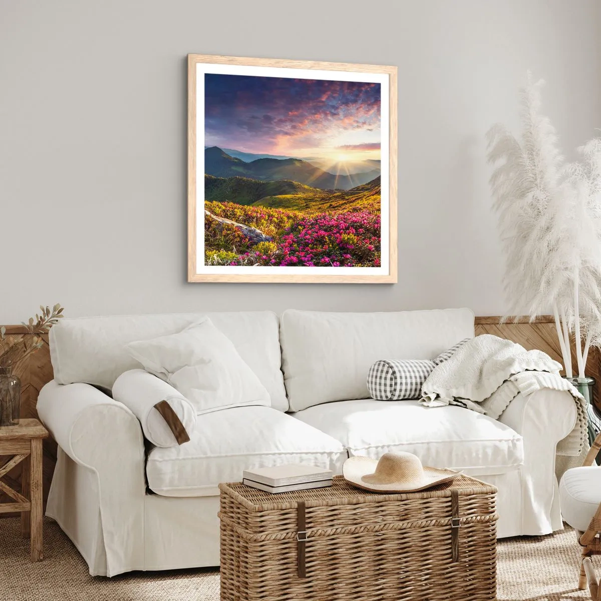 Pôster com moldura de carvalho claro - A frescura de uma manhã nas montanhas - 40x40 cm