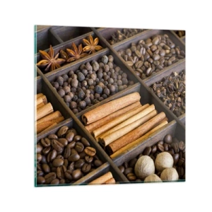 Quadro em vidro - Um tesouro de aromas - 30x30 cm