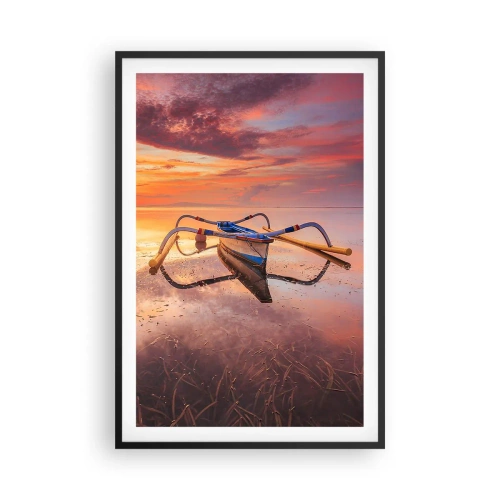 Pôster com moldura preta - A calma de uma noite tropical - 61x91 cm