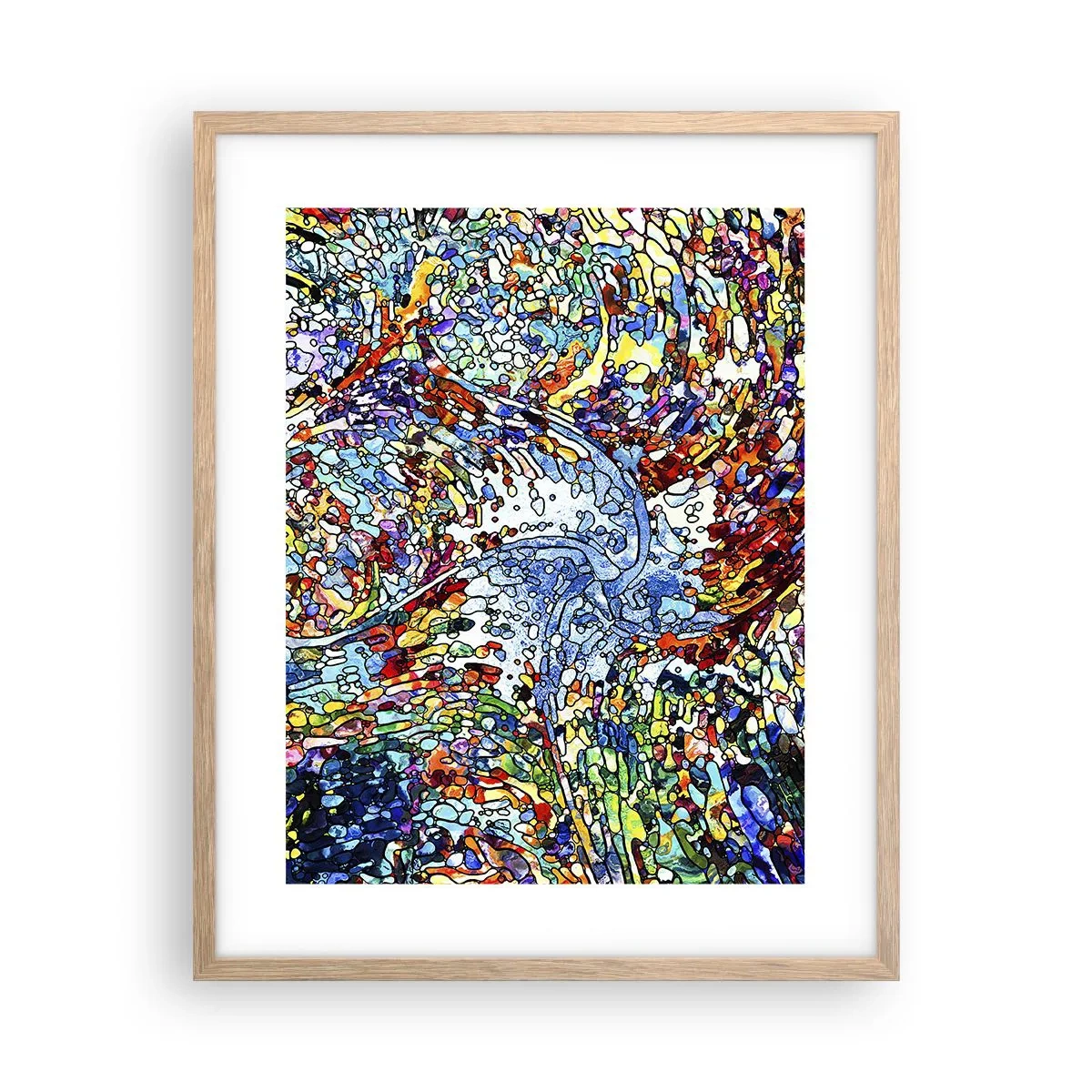 Pôster com moldura de carvalho claro - Vitrais gotejantes - 40x50 cm