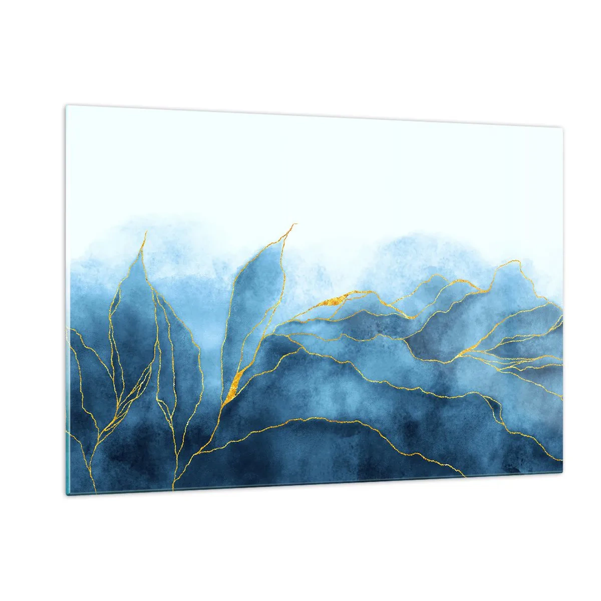Quadro em vidro - Azul dourado - 120x80 cm